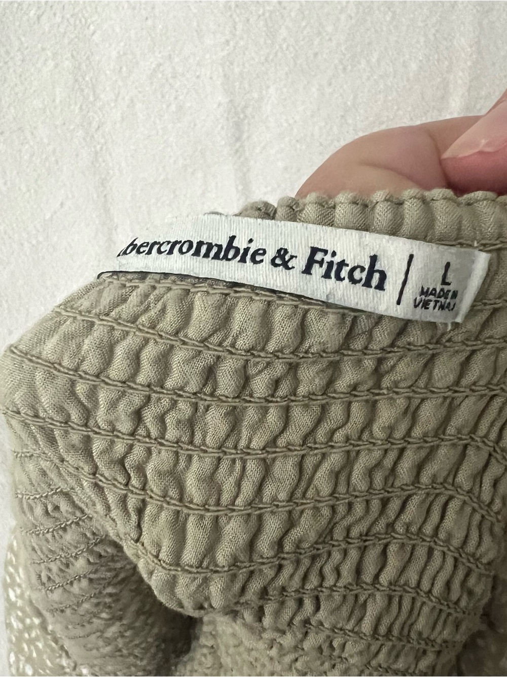 Abercrombie & Fitch Olive Green Floral Puff Sleeve Crop Top - Picture 7 of 9
